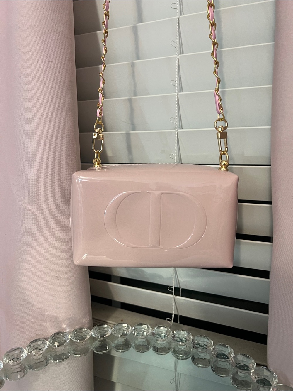 Dior Pink Pouch and 47 inch Crossbody Strap